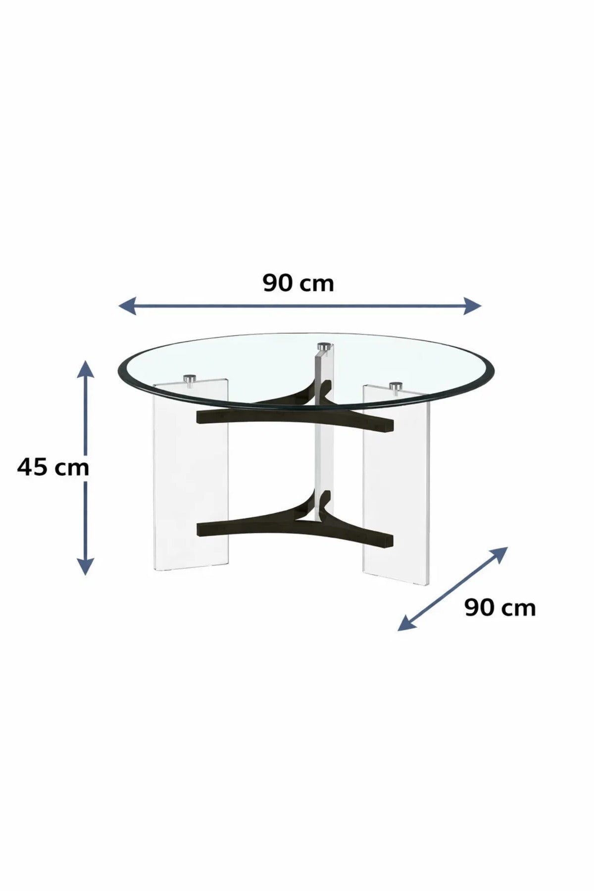 Stylish Round Center Table with Clear Acrylic Legs and Black Frame for Contemporary Living Areas