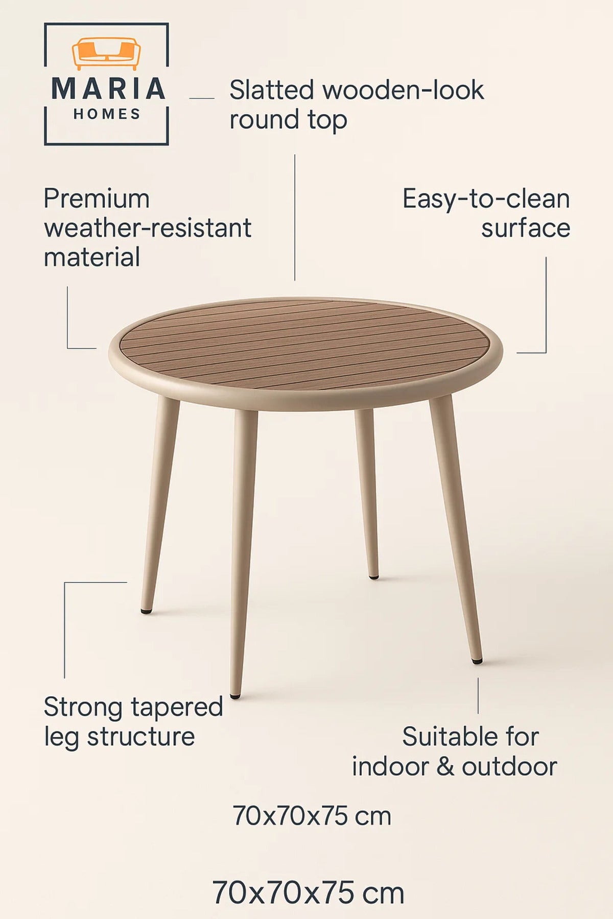 Modern Round Outdoor Table | Patio, Garden, Balcony, Dining, Caf≈Ω Furniture Durable Design