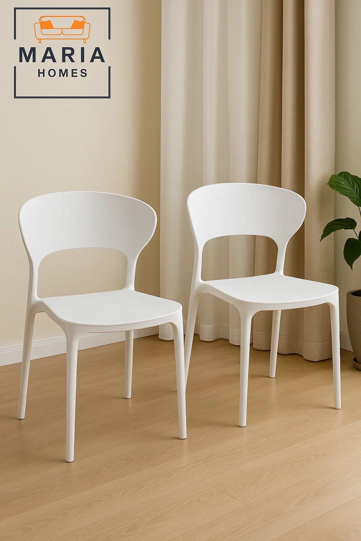 White Modern Plastic Dining Chair Ð Curved Back Ergonomic Chair for Kitchen, Office or CafŽ Use