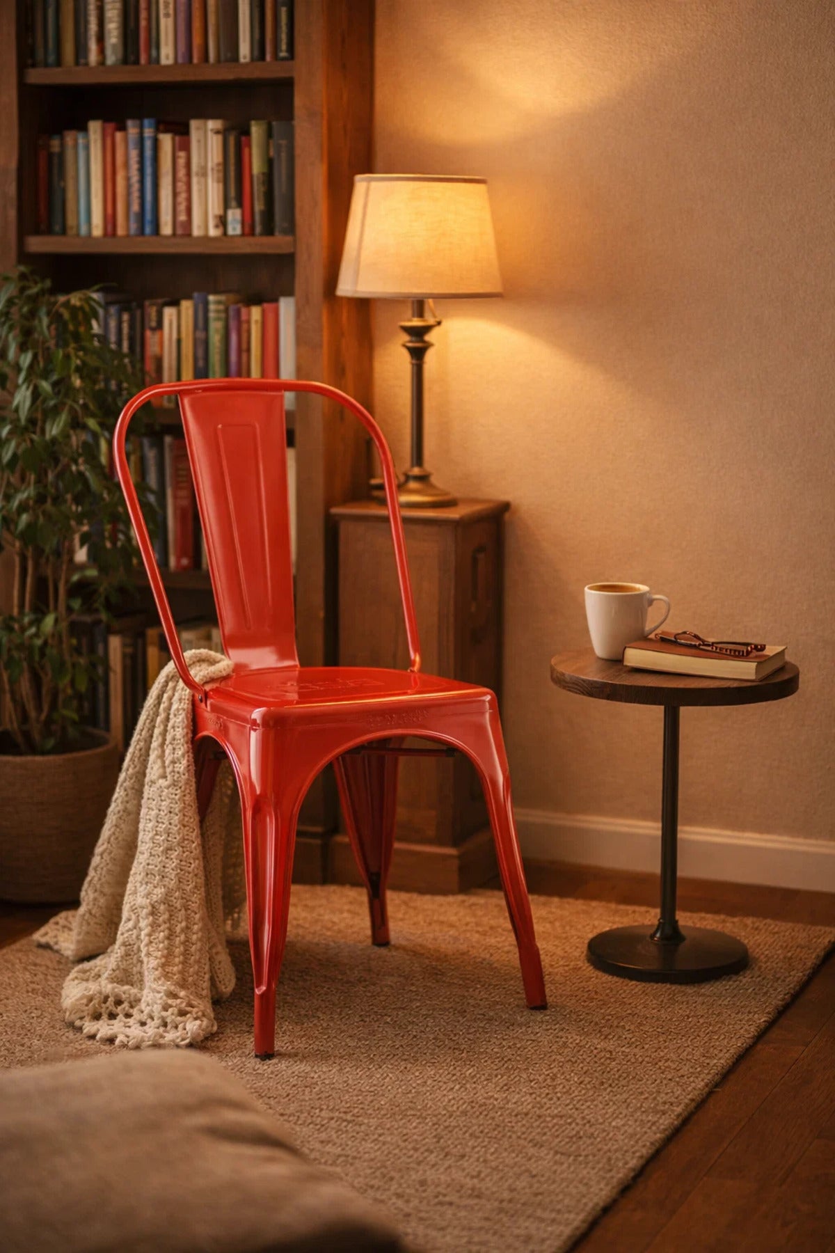 Vibrant Red Metal Chair Ð Modern and Durable Dining Chair