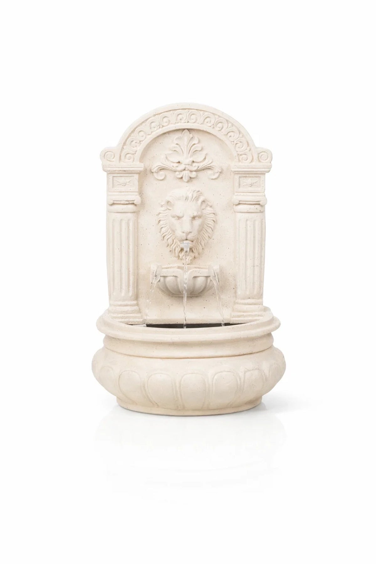Classic Ivory Lion Head Decorative Water Fountain Indoor Outdoor Garden Feature 78x43 cm