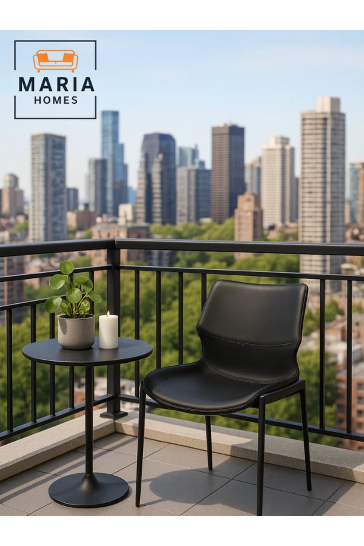 Modern Black Dining Chair with Sleek Metal Legs and Cushioned Seat