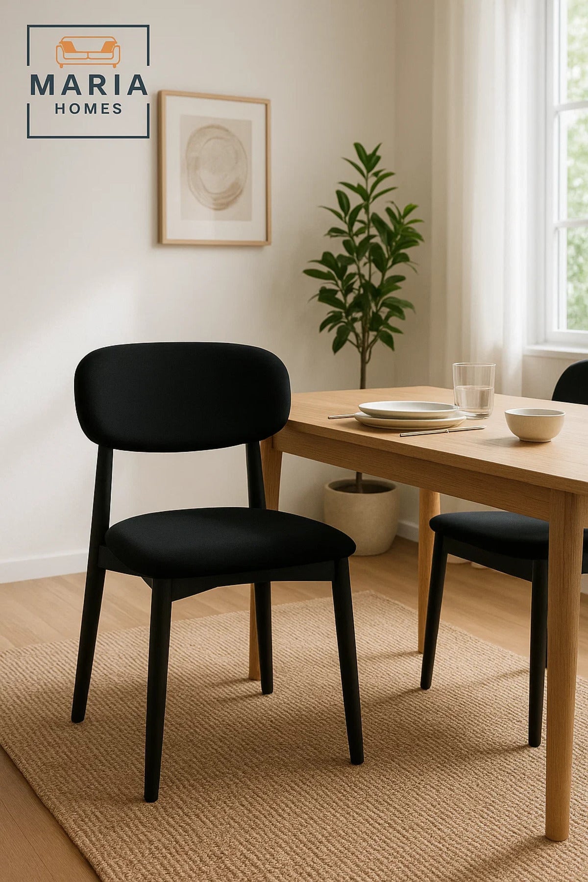 Contemporary Black Upholstered Dining Chair