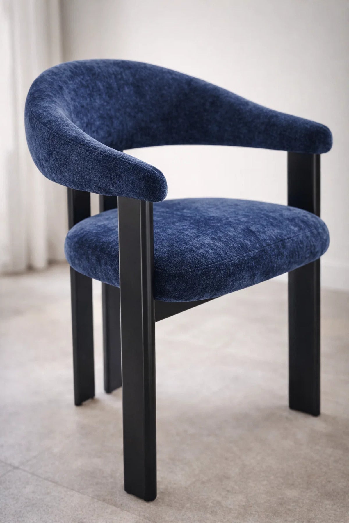 Blue Armchair with Black Wooden Legs, 79x49x48 CM blue armchair Dining Room Chair
