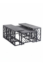 Modern Grey Coffee Table Set with 6 Side Tables 130 _ 70 45 cm modern grey coffee