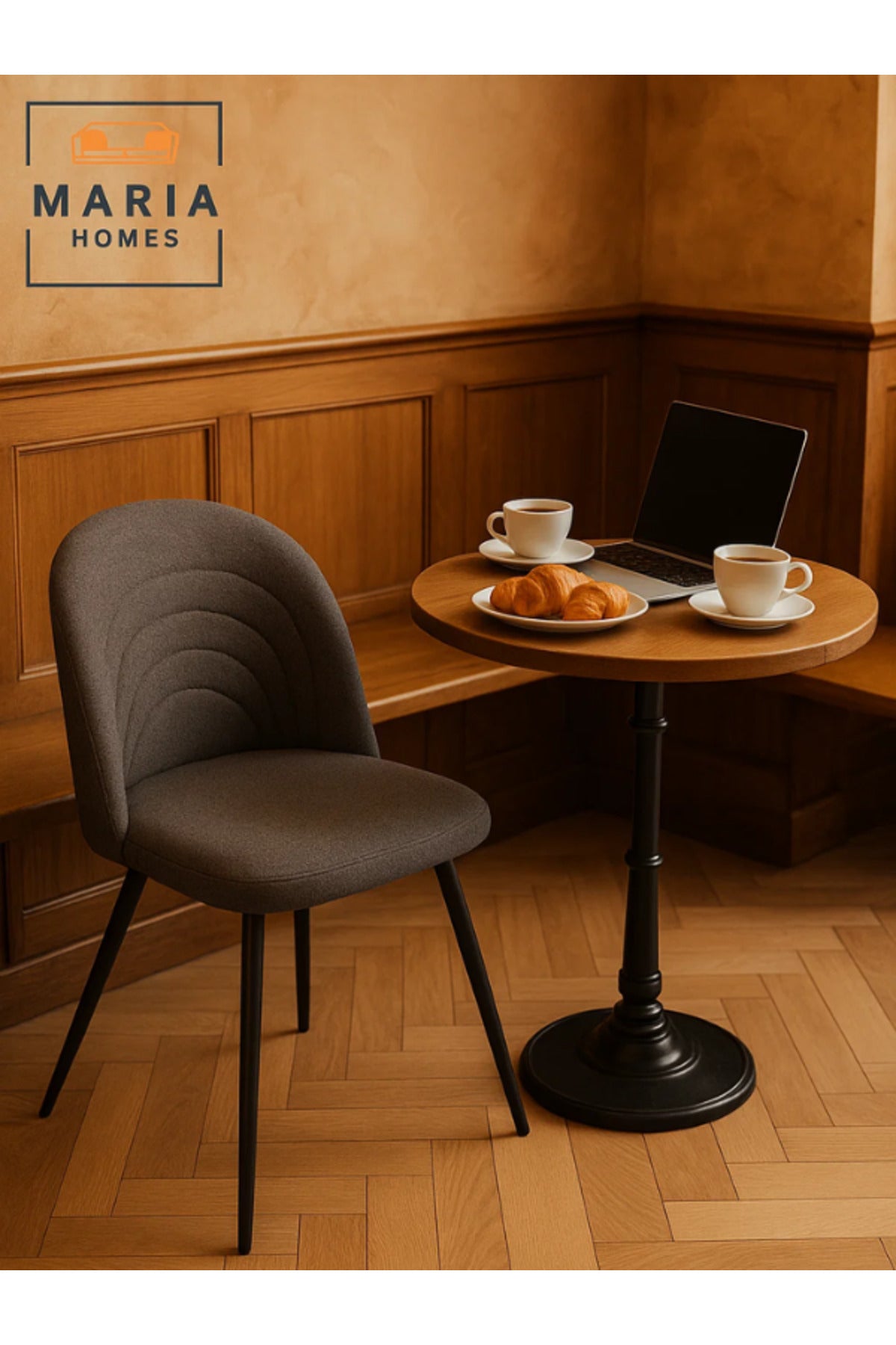 Grey Fabric Dining Chair with Black Metal Legs Ð Modern Upholstered Seating