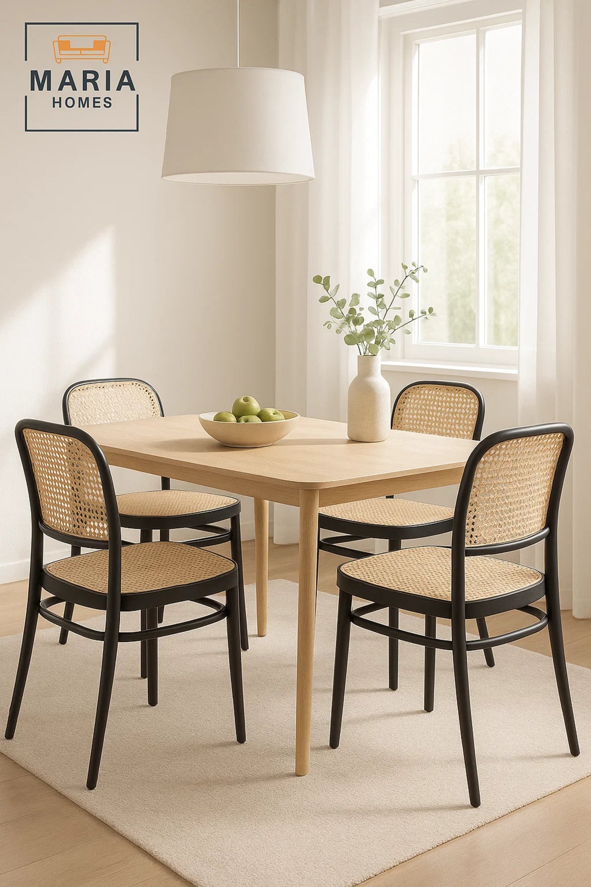 Plastic Rattan Back Dining Chair √ê Modern Lightweight Armless Indoor Outdoor Chair
