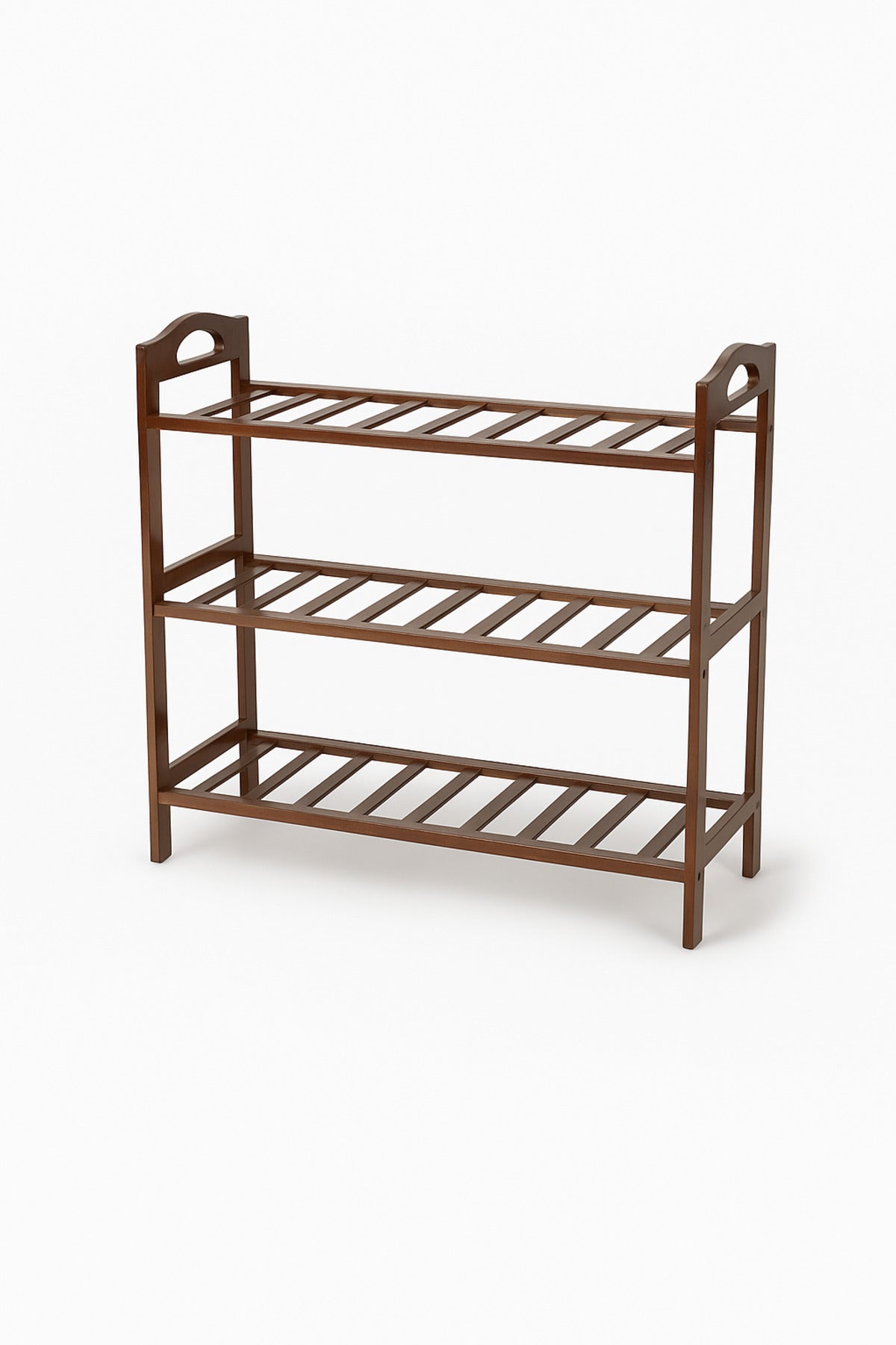 3-Tier Wooden Shoe Rack in Dark Brown Ð Compact Organizer for Entryway and Closet