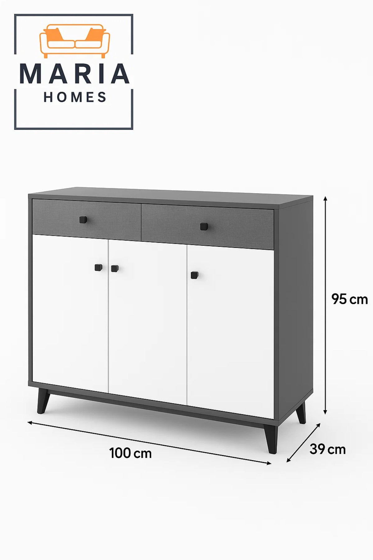 Modern White and Grey Shoe Rack Cabinet with Drawers Ð Stylish Entryway Storage Organizer