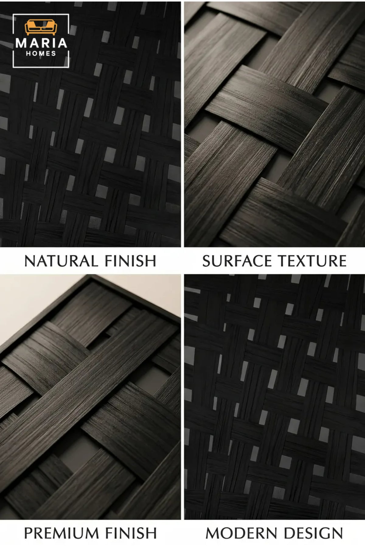 Modern Black Woven Pattern Framed Wall Art √ê Textured Abstract Decorative Painting for Living Room, Bedroom & Office D≈Ωcor