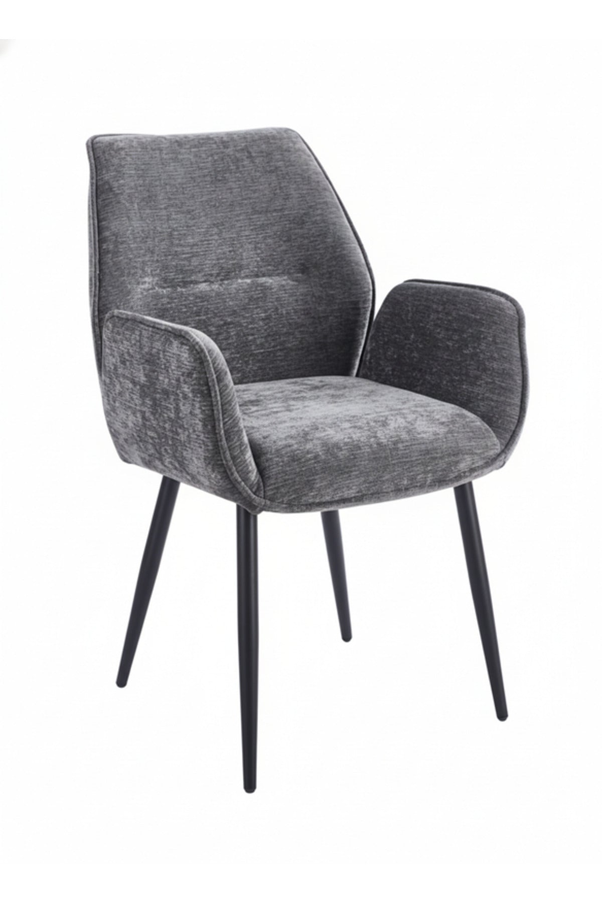 Dark Grey Armchair with Black Metal Legs, 91x47x49 CM dark grey armchair Dining Room