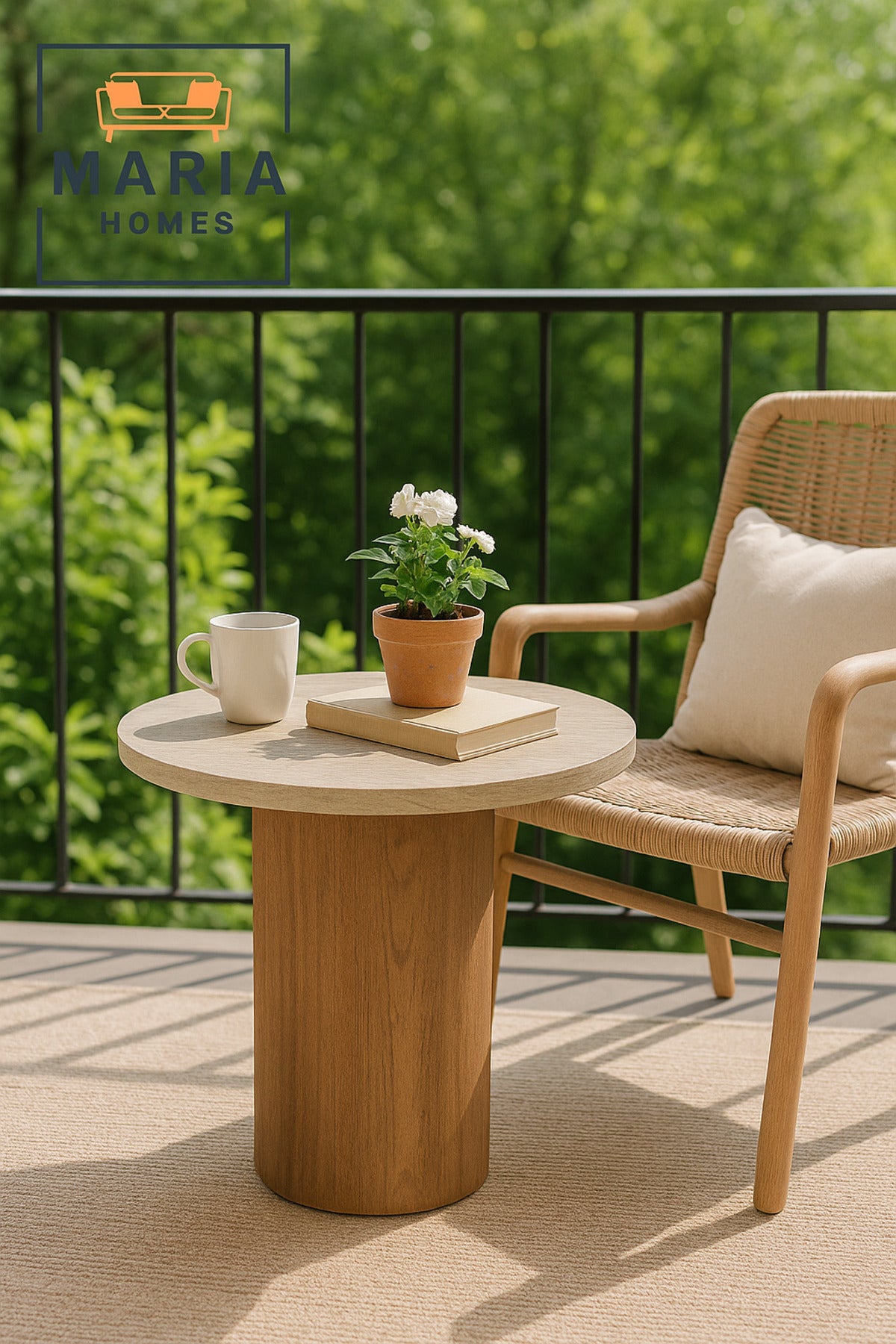 Modern Round Wooden Side Table Ð Brown Coffee Table 50_50 cm for Living Room & Bedroom
