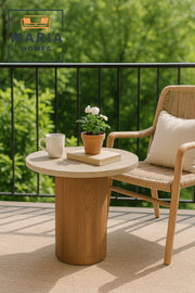Modern Round Wooden Side Table Ð Brown Coffee Table 50_50 cm for Living Room & Bedroom