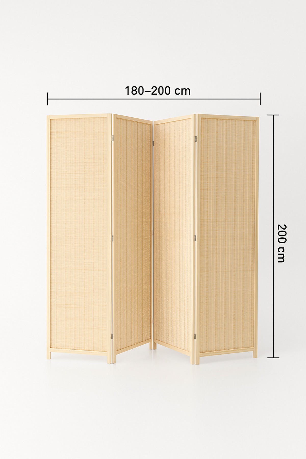 4-Panel Natural Rattan Room Divider Ð 180_200 cm Foldable Privacy Screen in Beige