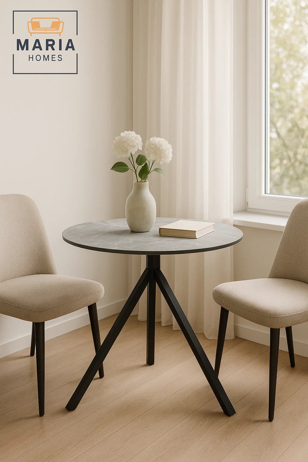 Round Grey Dining Table √ê Modern Caf≈Ω, Restaurant, Office & Home Metal Furniture 70_70 cm
