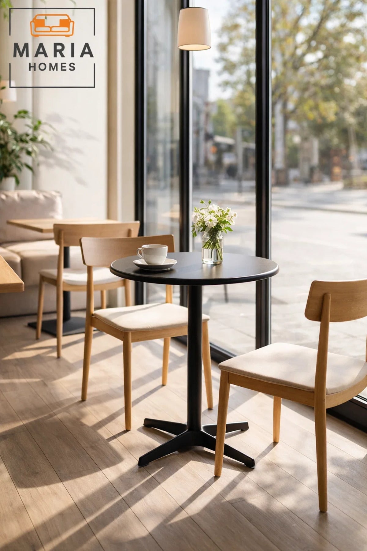 Black Round Table 60_73 cm Ð Modern CafŽ & Dining Table