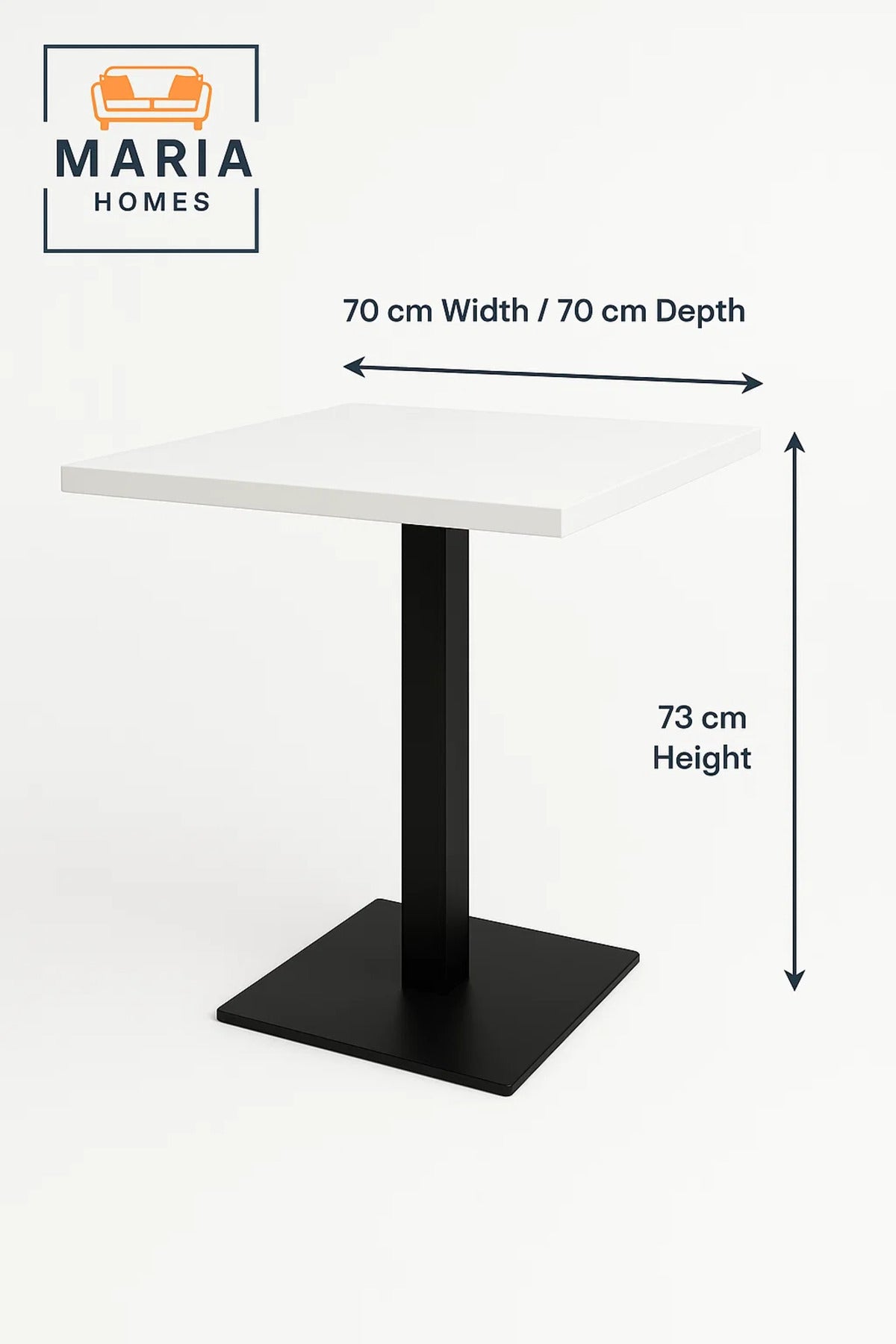 Square Dining Table with Black Metal Base Ð White Marble Finish-size 73*70*70CM