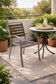 Brown Outdoor Chair with Armrests and Metal Frame brown outdoor chair Garden