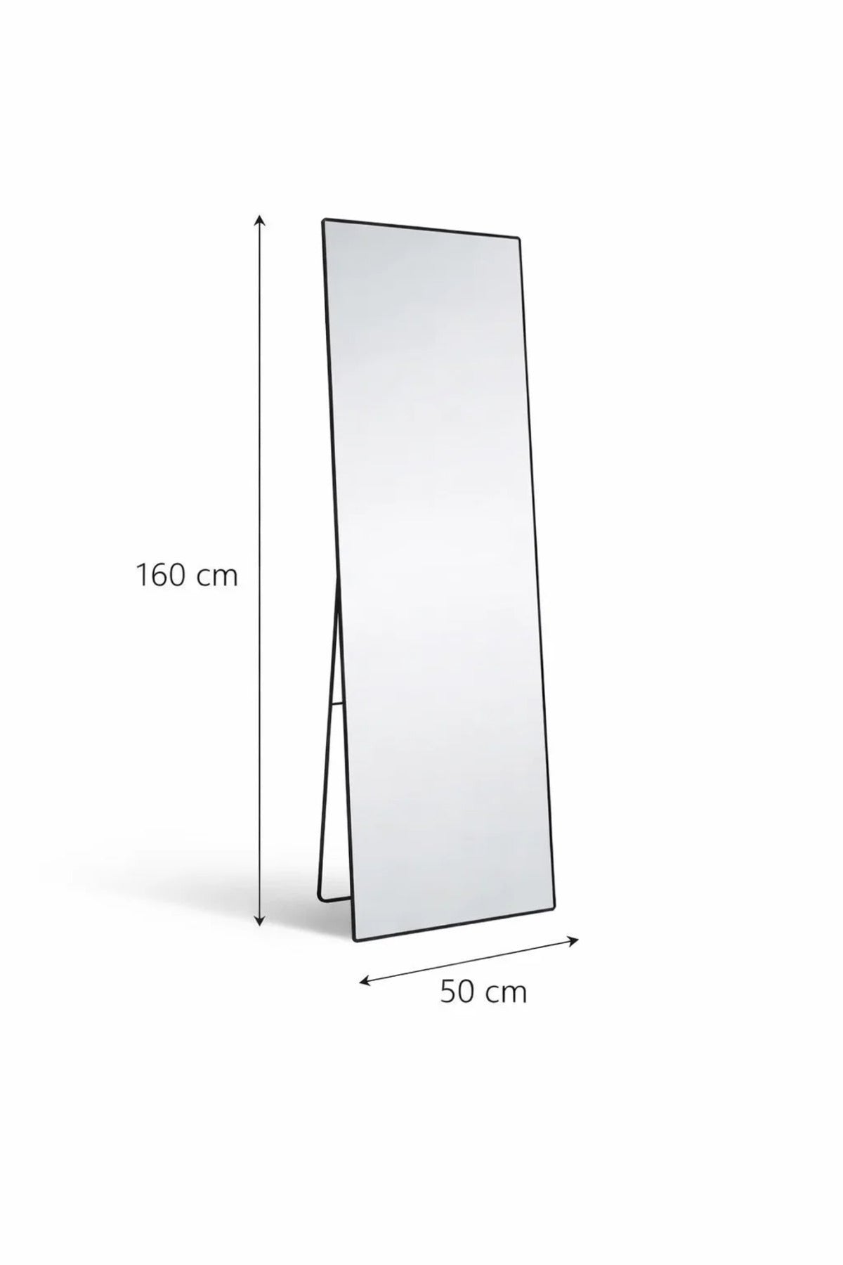 Elegant Black Frame Standing Full Body Mirror 160x50cm Modern Dressing Room Floor Decor Mirror
