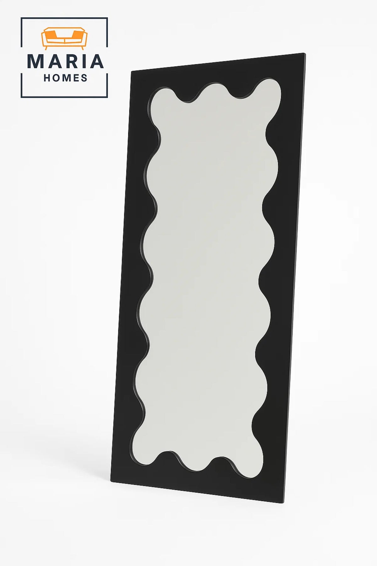 Modern Wavy Edge Full-Length Mirror Ð Black Rectangular Frame