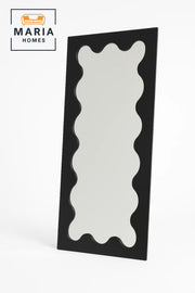 Modern Wavy Edge Full-Length Mirror Ð Black Rectangular Frame