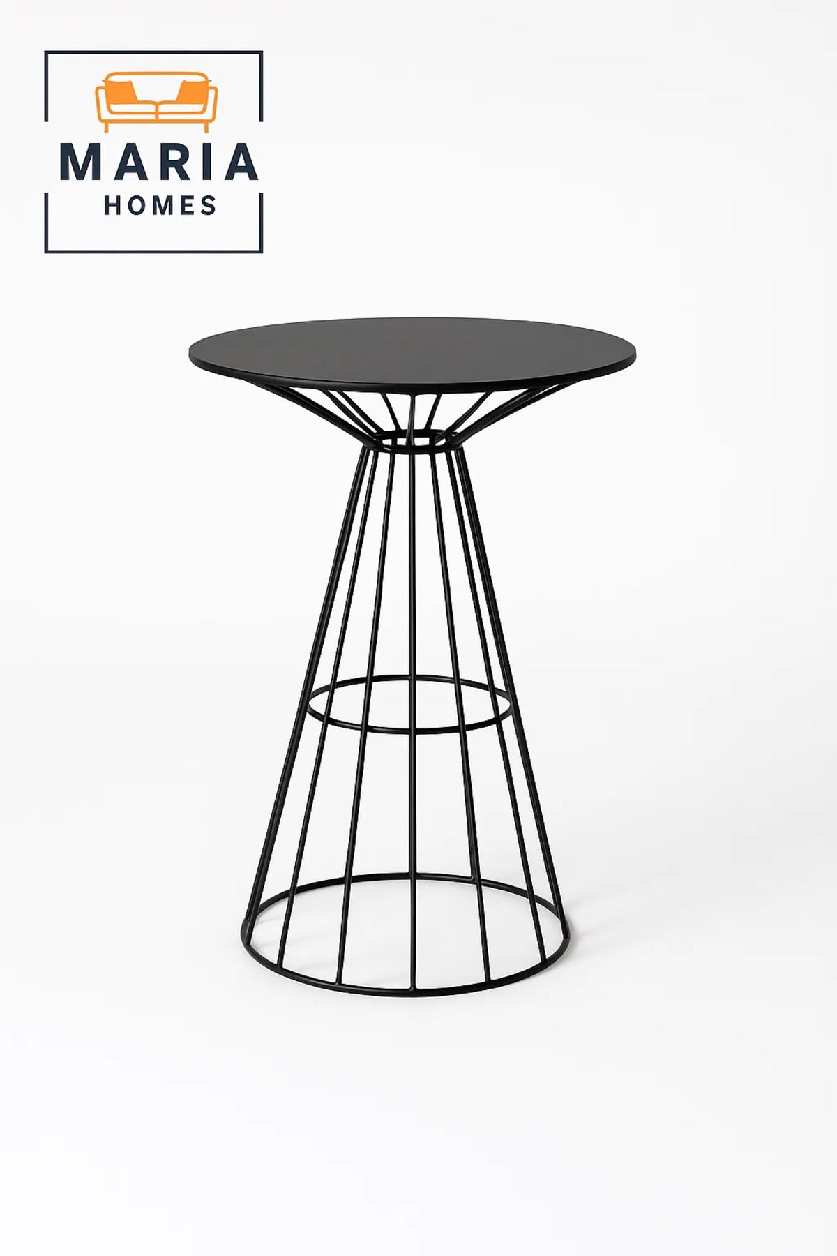 Round Accent Table with Wire Cone Base and Solid Top
