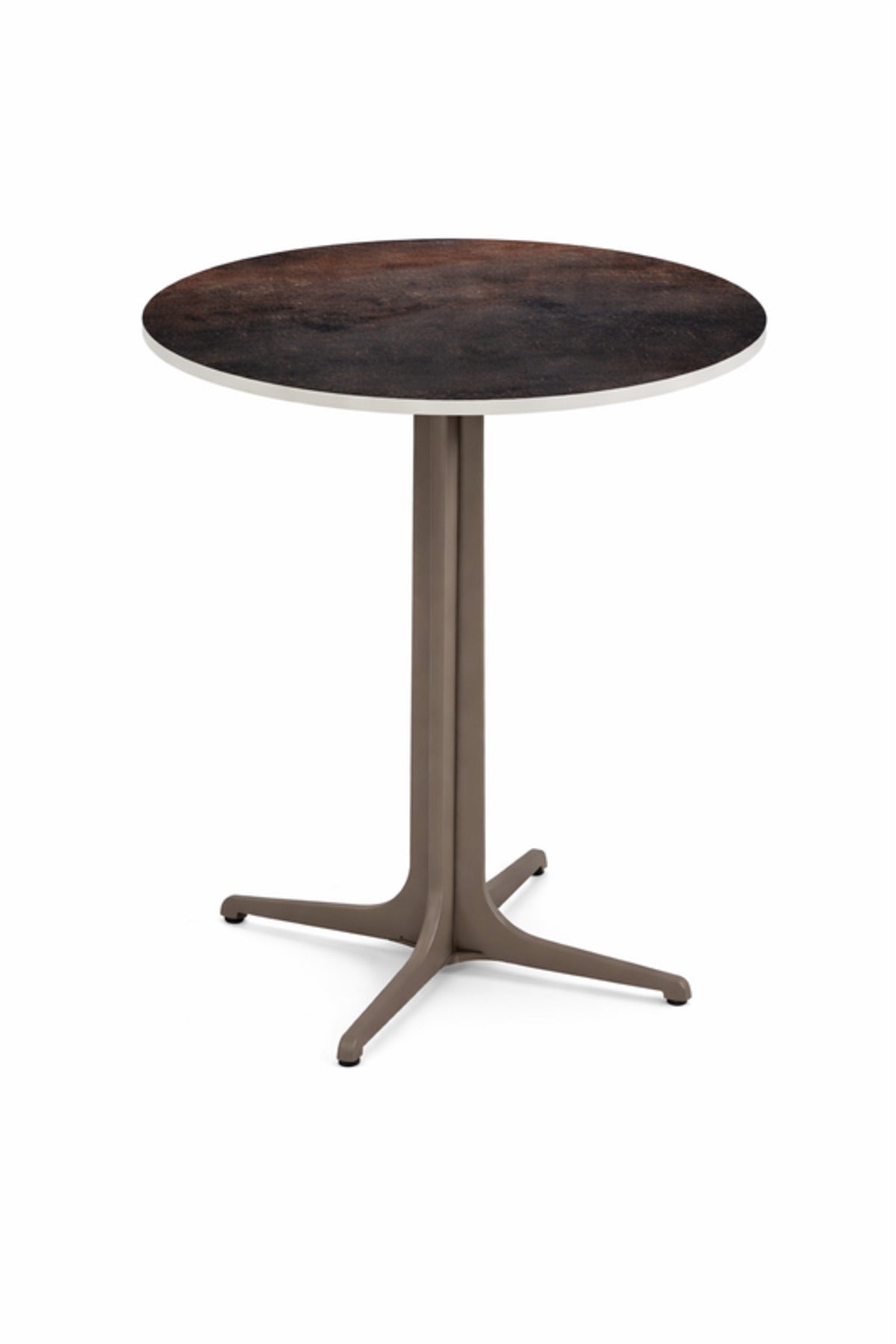Round Brown Ceramic Side Table with Metal Base 45_45_55 cm Modern Accent round brown