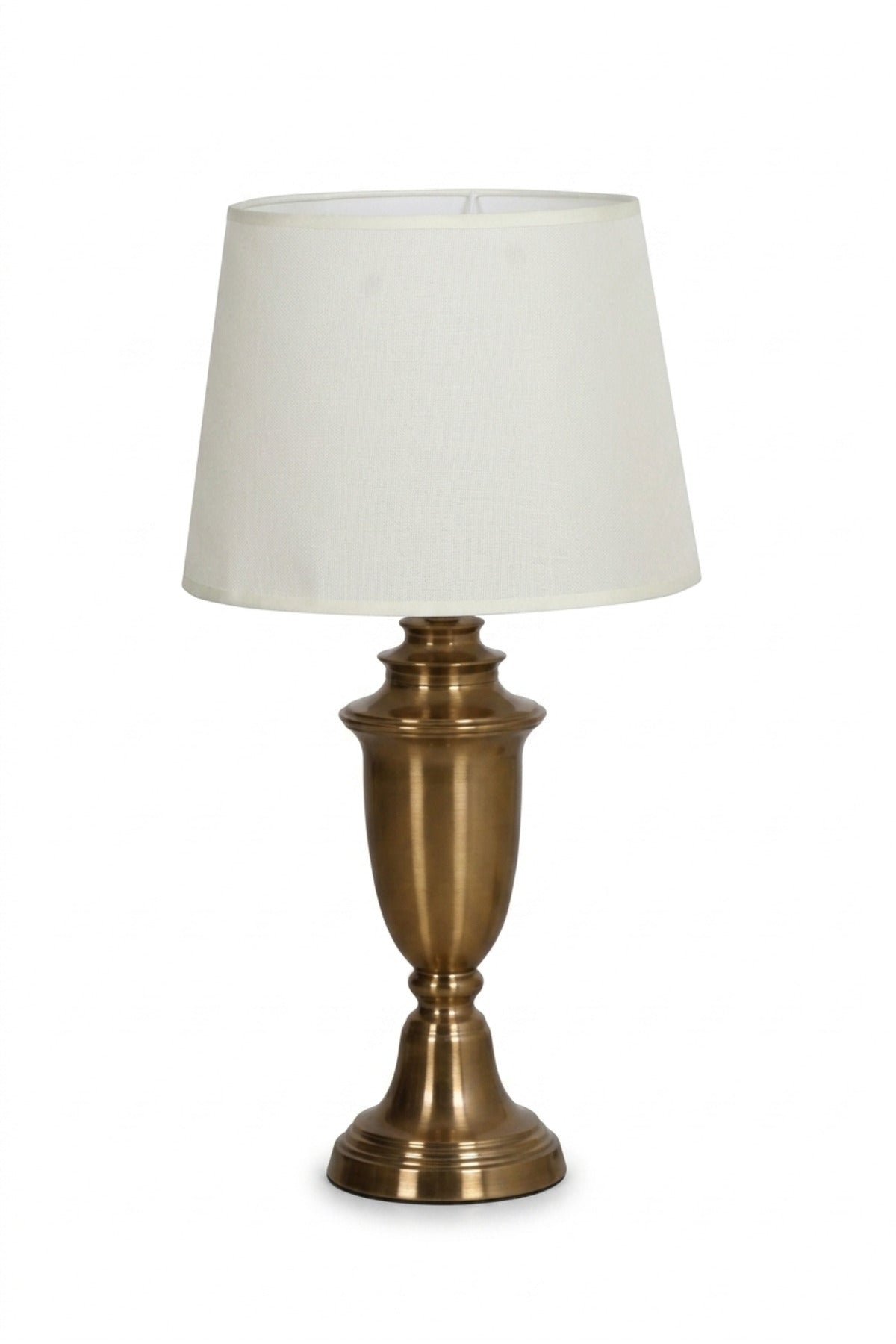 Classic Antique Gold Table Lamp with Decorative Urn Base and White Fabric Shade Elegant Bedside Light for Bedroom Living Room Office and Hotel Décor