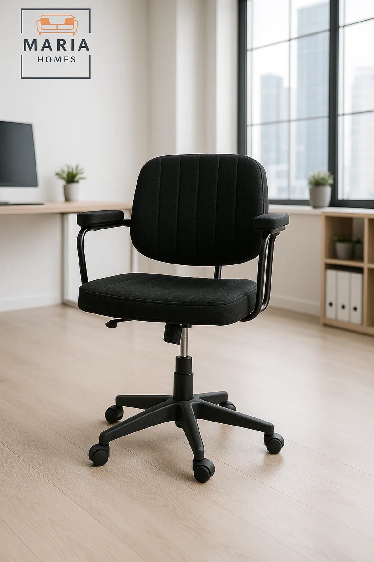 Compact Black Office Chair with Padded Seat and Backrest Ð Ideal for Home or Study Desk Use