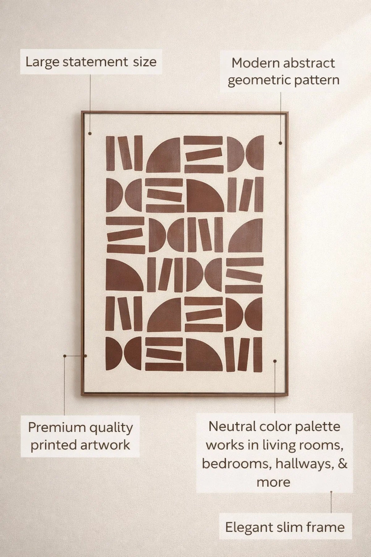 Abstract Geometric Wall Art with Wooden Frame 123 x 83 cm