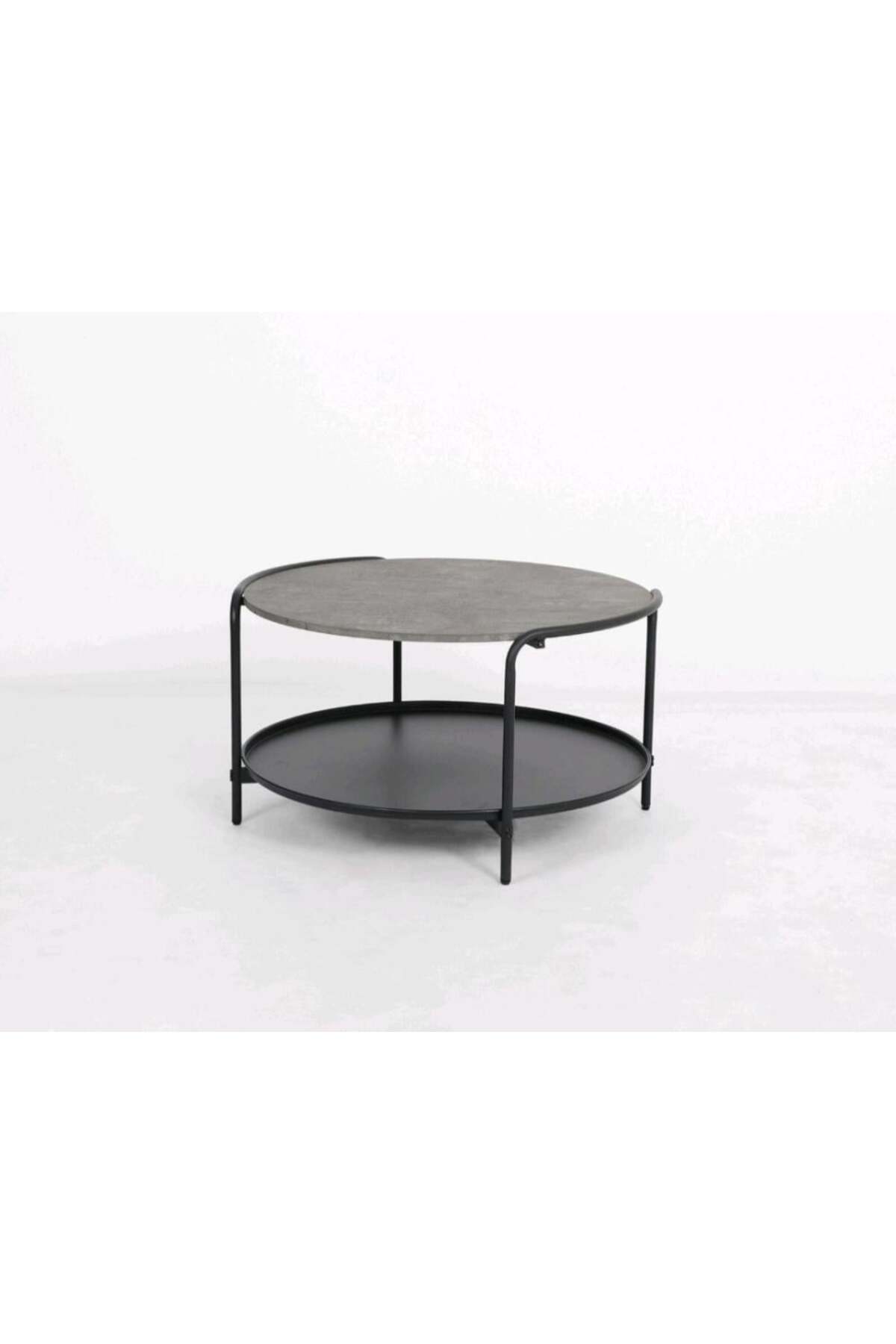 Modern Round Coffee Table with Dual-Tier Storage Size 80*80*45 cm