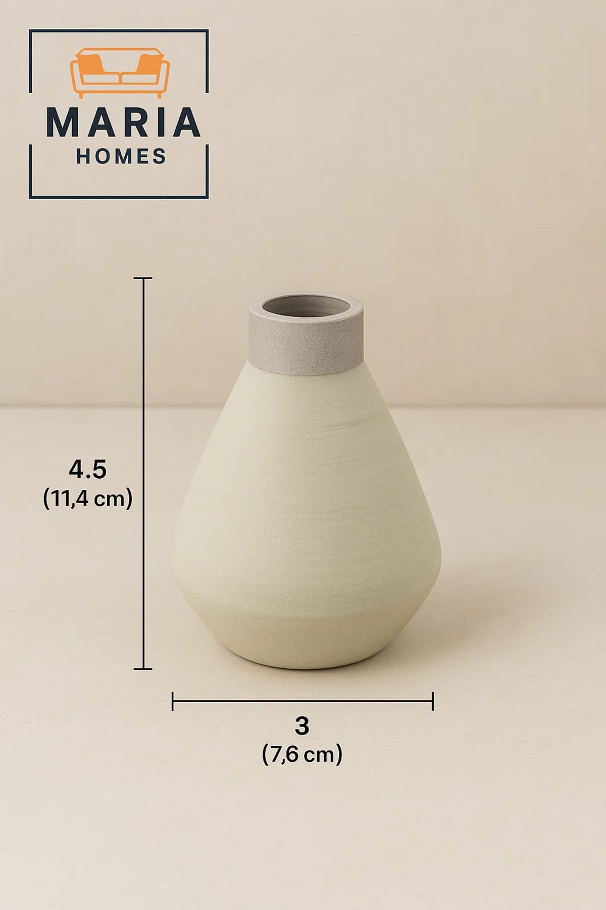 Matte Beige Ceramic Decorative Vase Ð Small Modern Accent Piece