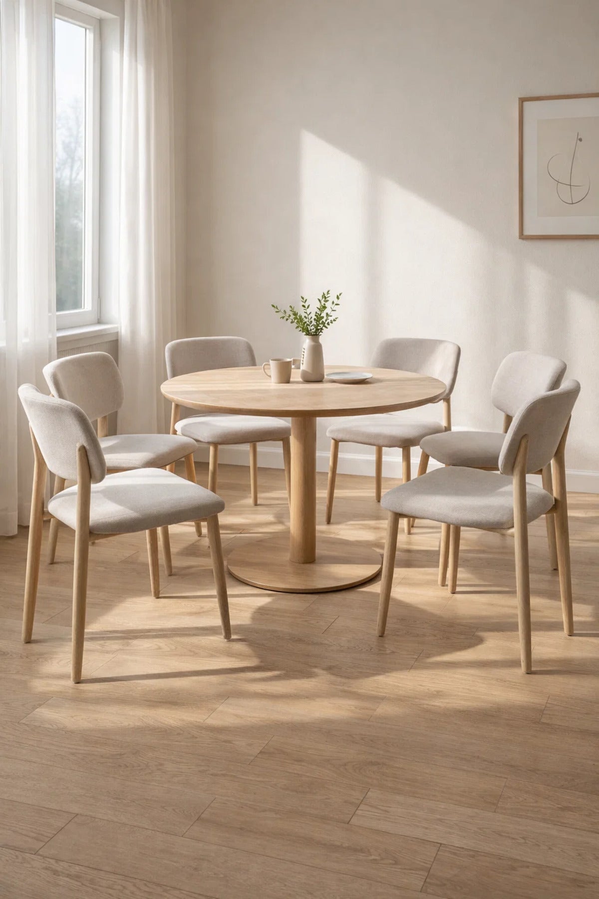 Elegant White Dining Chair with Comfortable Upholstery and Wooden Legs elegant white