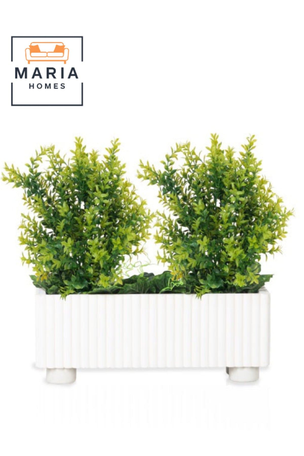 Artificial Green Plant 60_40 cm Ð Decorative Indoor Plant with White Striped Wooden Pot for home