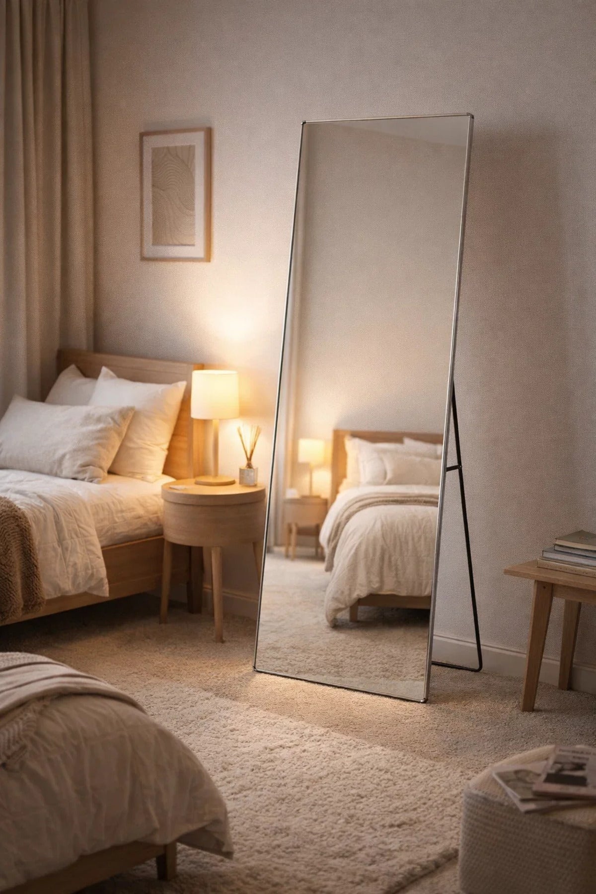 Premium Silver Standing Floor Mirror 160x50cm Full Body Reflection for Modern Bedroom Home