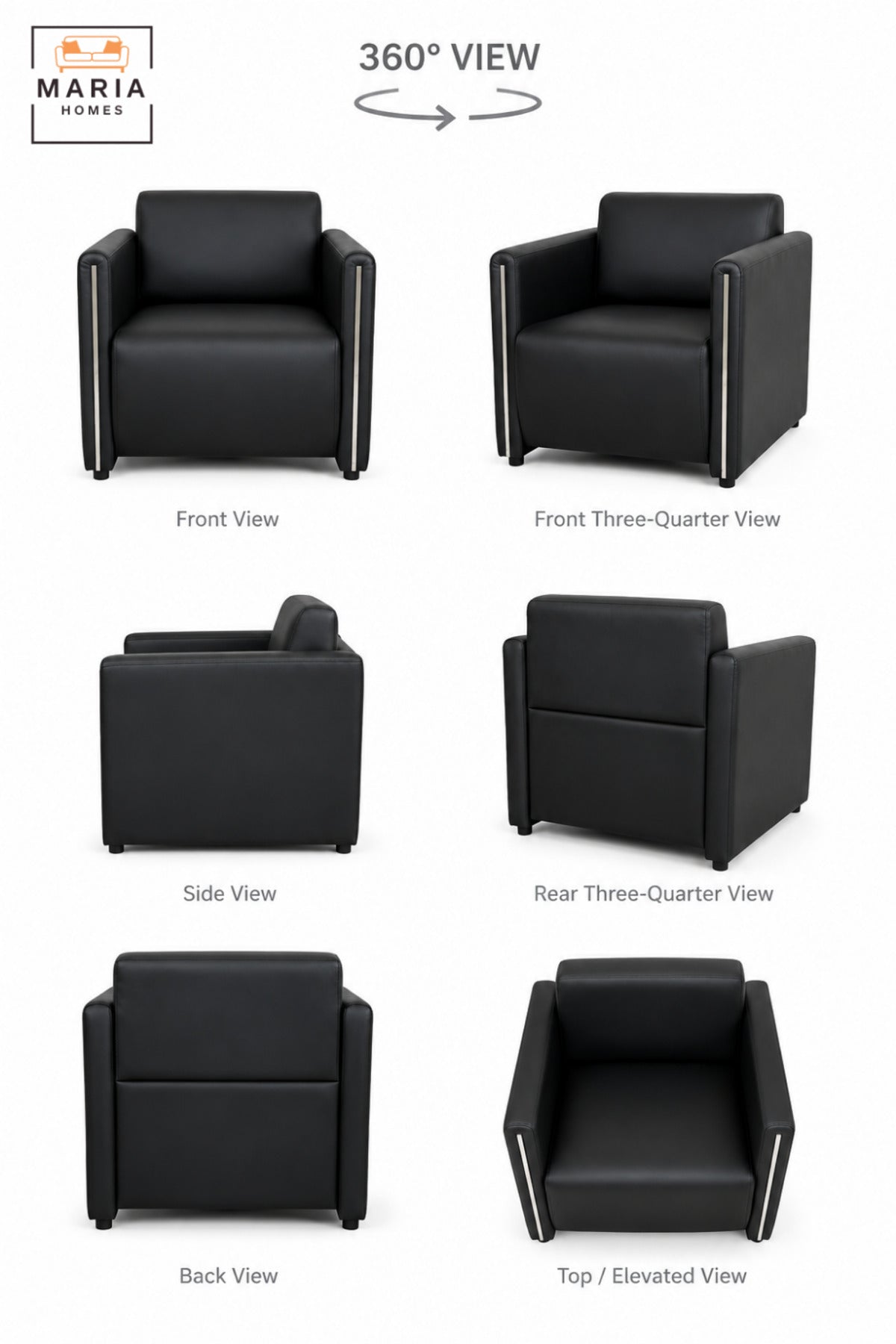 Modern Single Seater Armchair with Padded Seat & Supportive Backrest | Contemporary Accent Chair for Office, Reception, Lounge & Waiting Area