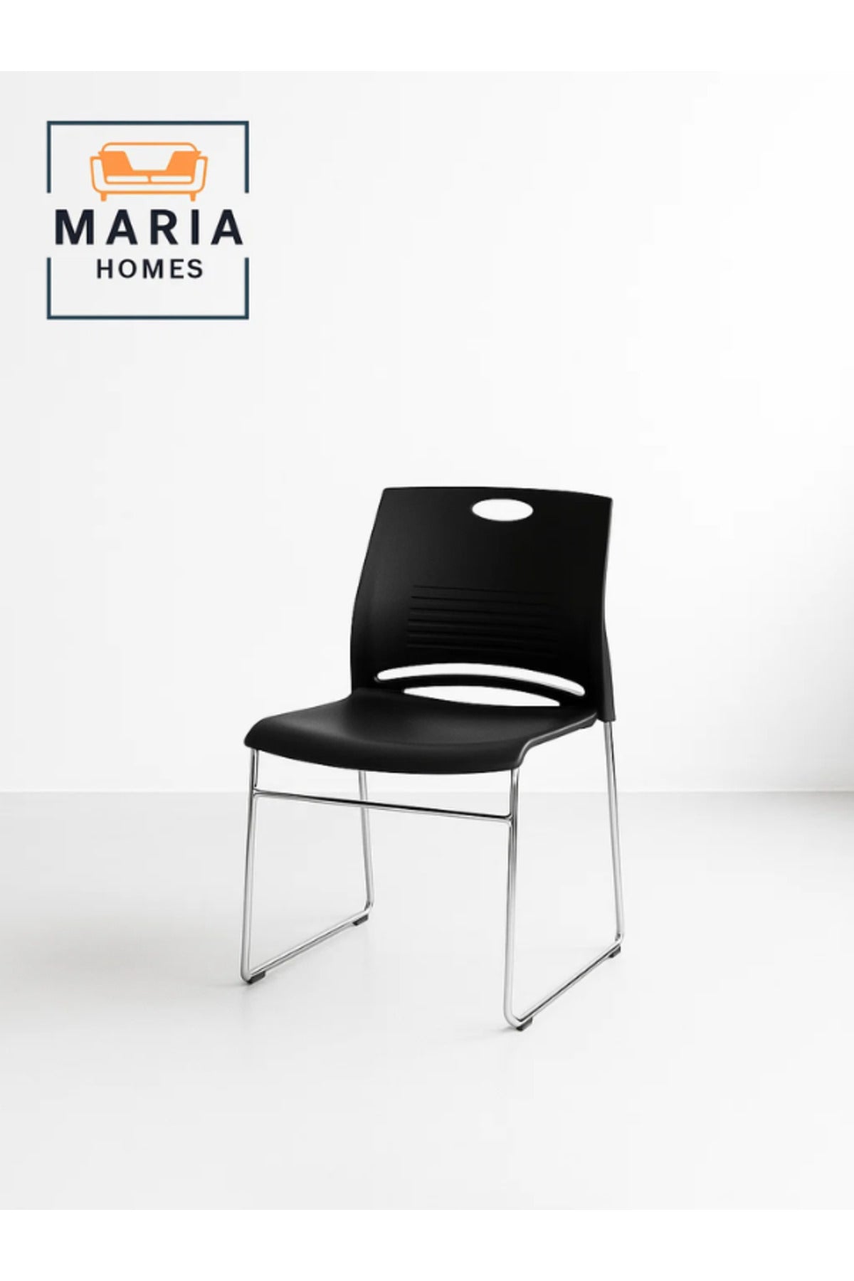 Black Stackable Plastic Chair with Chrome Legs Ð Modern Office & Dining Seating