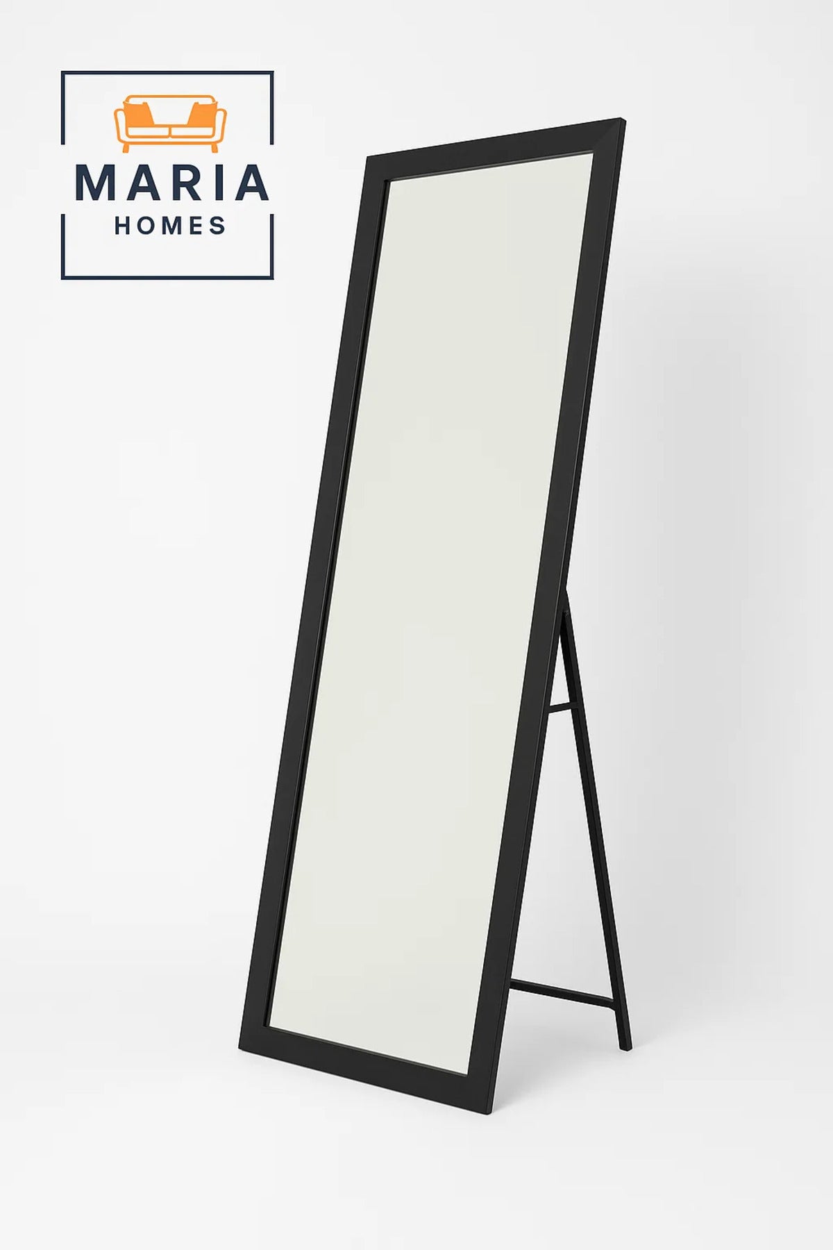 Full-Length Standing Mirror with Sleek Black Frame