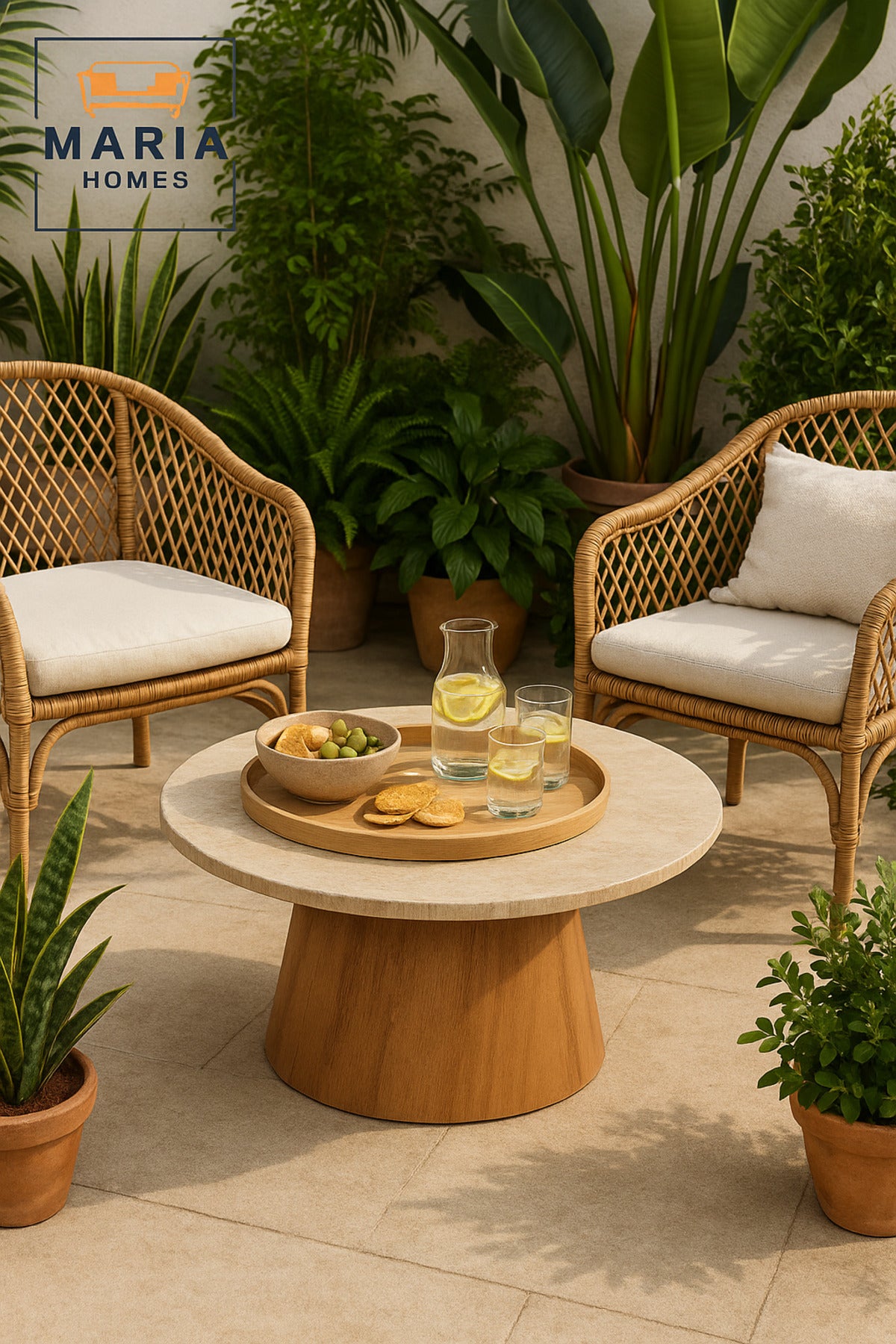 Round Coffee Table 90_45 cm Ð Modern Beige Laminate Top with Brown Wooden Base