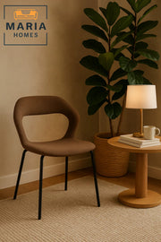 Modern Curved-Back Upholstered Dining Chair Ð Brown Fabric