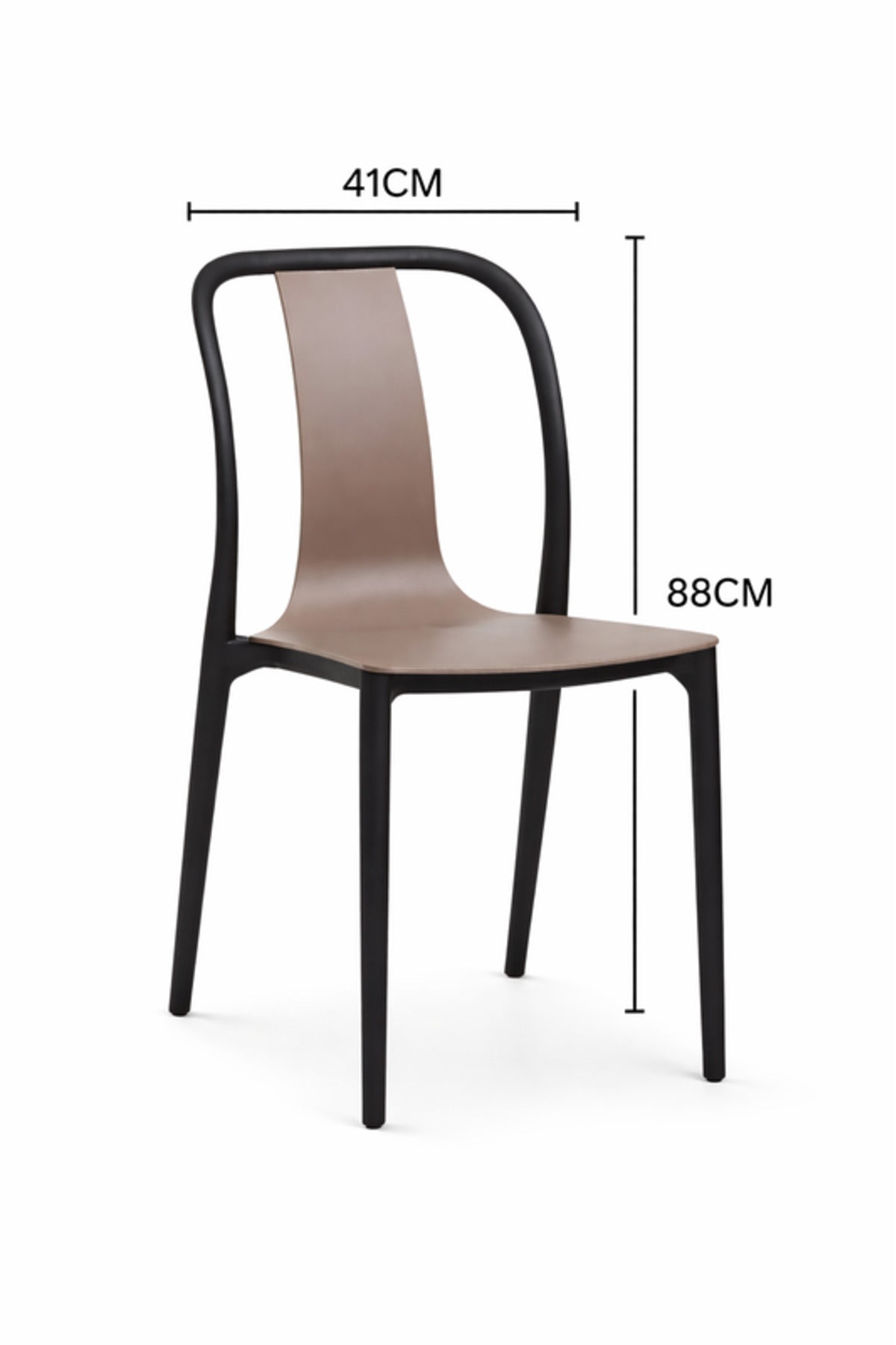 Stylish Grey Plastic Chair with Black Frame, Ergonomic Design, 88x41x47 CM