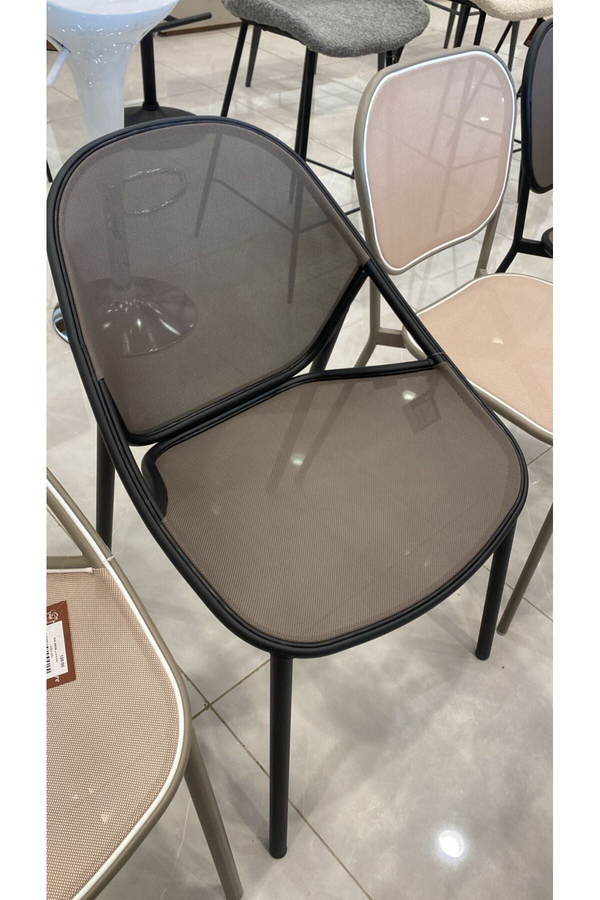 Black Mesh Dining Chair with Metal Frame Modern Design