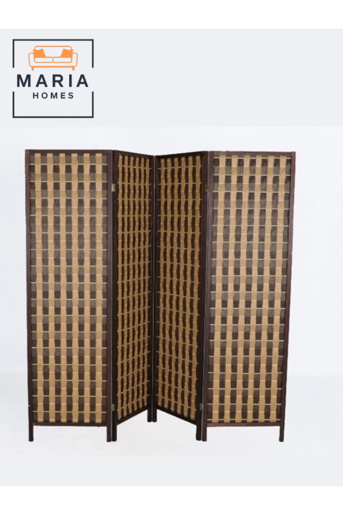 Dark Brown 4-Panel Room Divider Ð Folding Privacy Screen for Home, Office & Majlis 180_178 cm