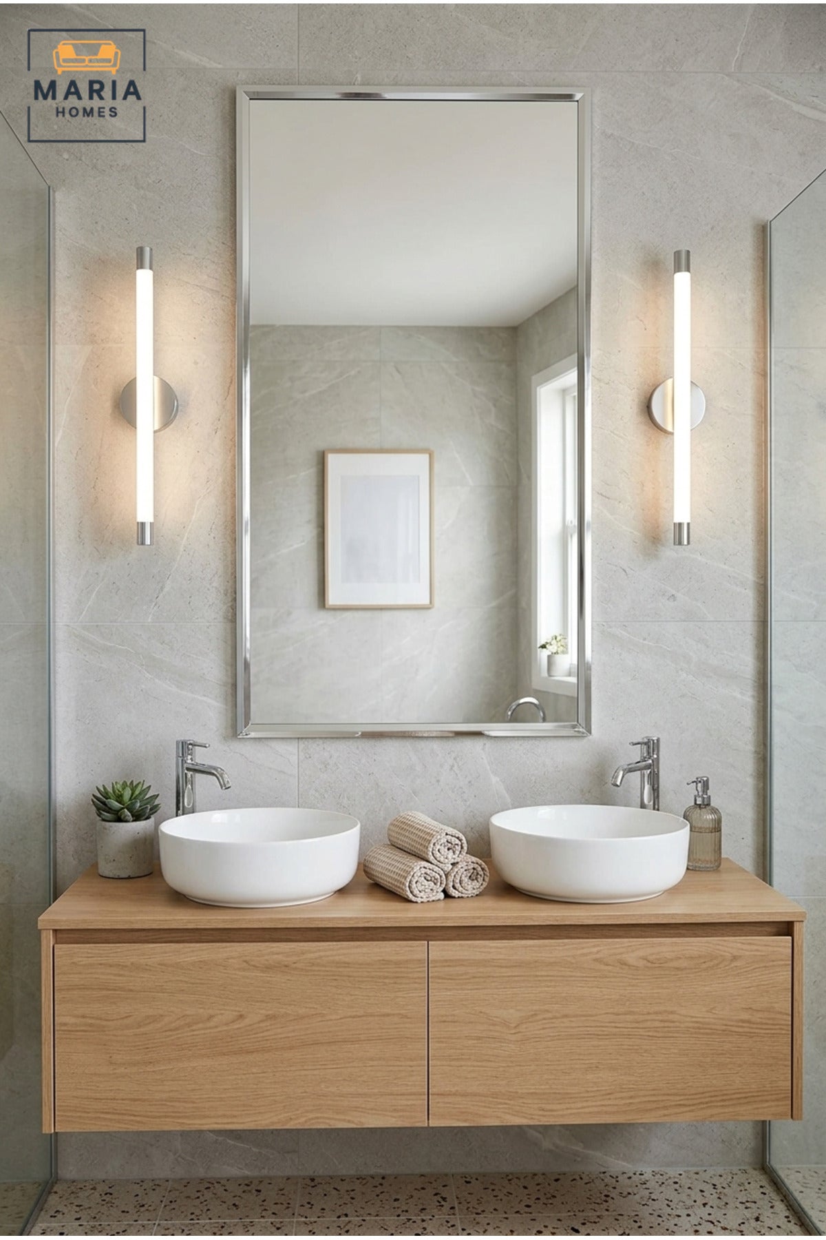 Large Rectangular Full-Length Wall Mirror with Slim Bevelled Frame, Modern Decorative Dressing Mirror for Bedroom, Hallway, Entryway and Vanity Area