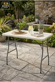 Portable Folding Table with Carry Handle and Metal Legs, Compact Multipurpose Table for Camping, Picnic, Garden, Balcony, Events and Indoor Use
