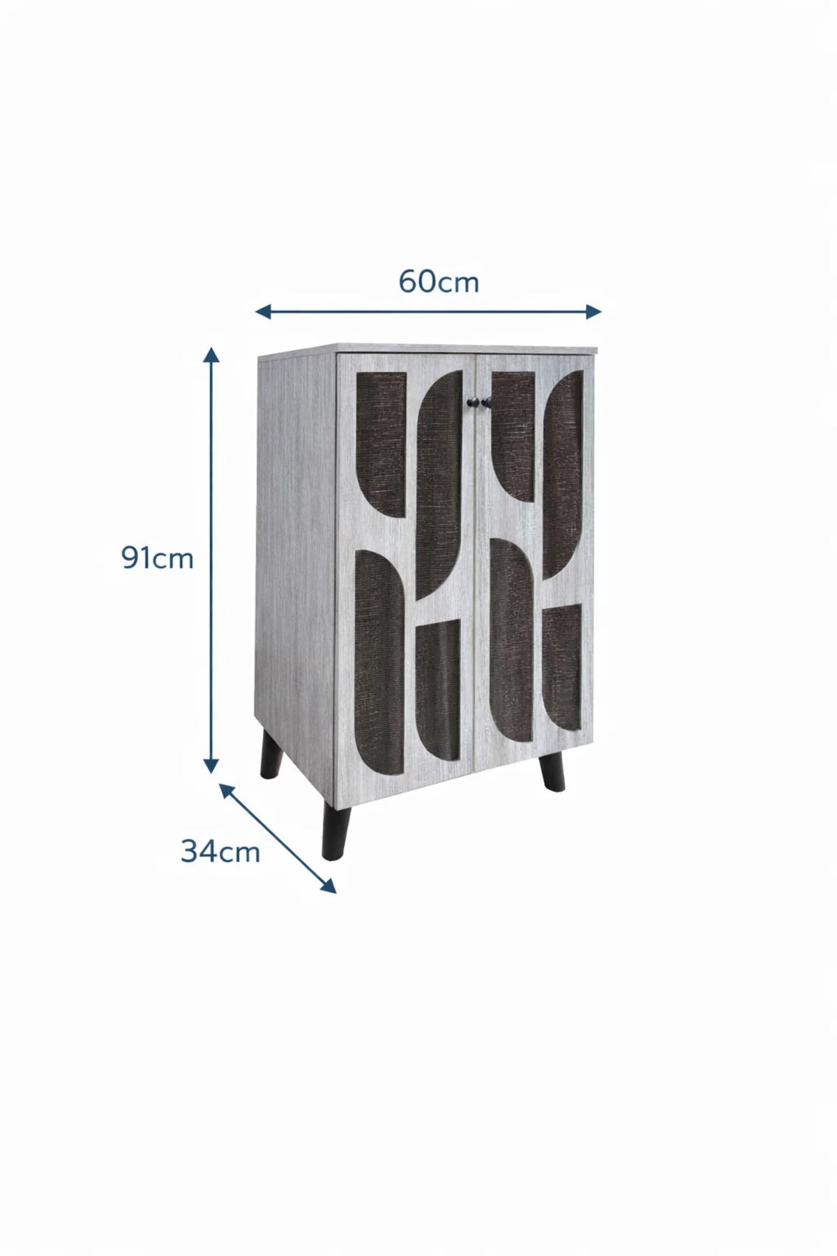 Grey Shoe Cabinet 60_34_91 cm √ê Modern Shoe Organizer with Decorative Doors