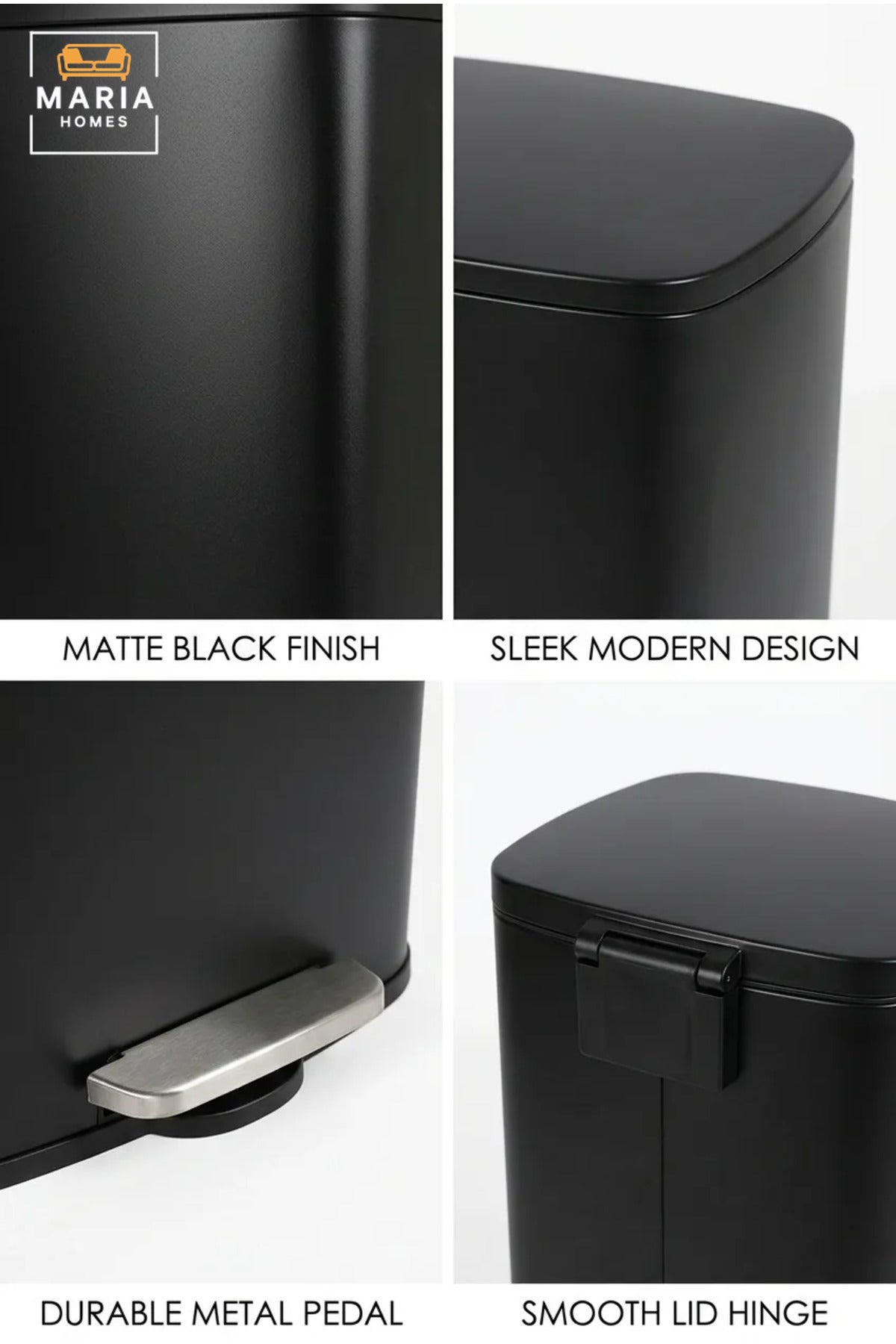 Rectangular Pedal Trash Bin with Lid, Slim Hands-Free Waste Container for Kitchen, Bathroom, Bedroom, Office, Hotel and Commercial Use