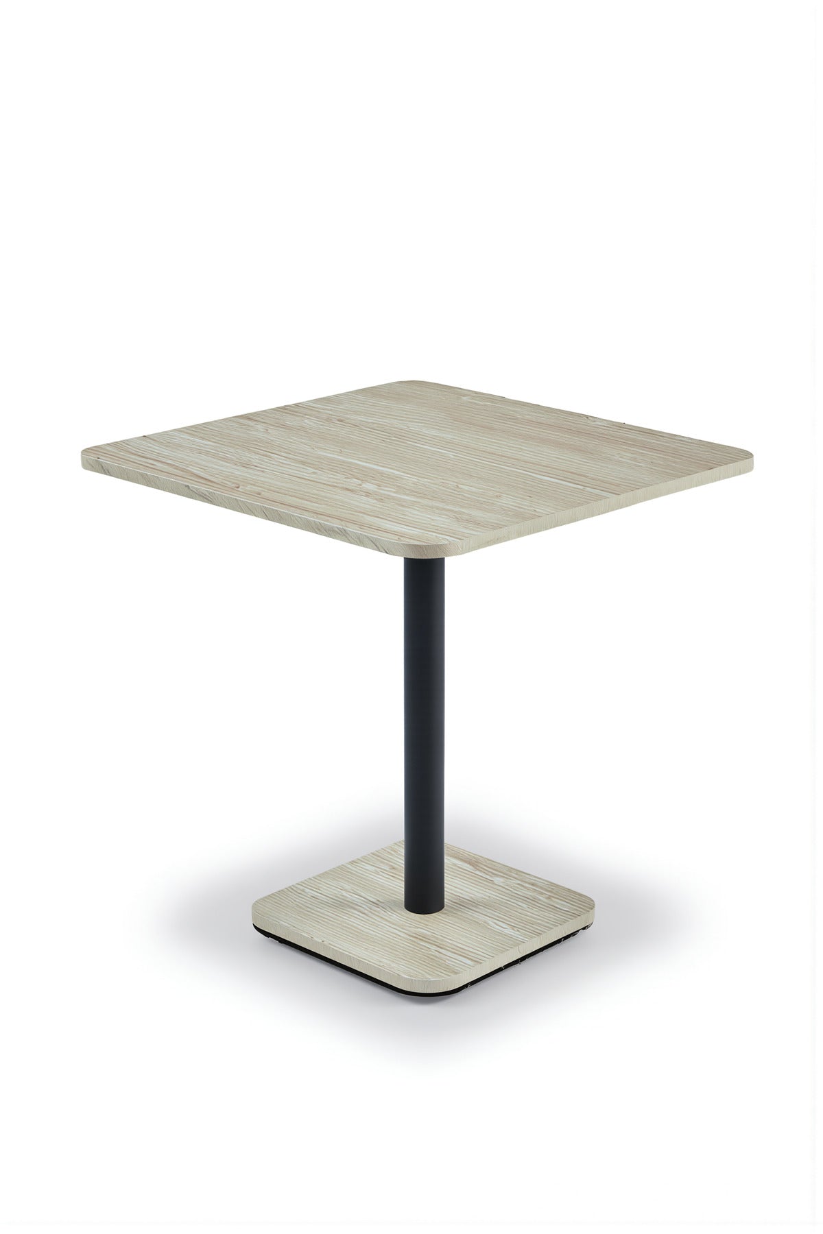 Beige Square Melamine Dining Table Black Metal Leg 70cm Modern Compact Cafe Restaurant Bistro