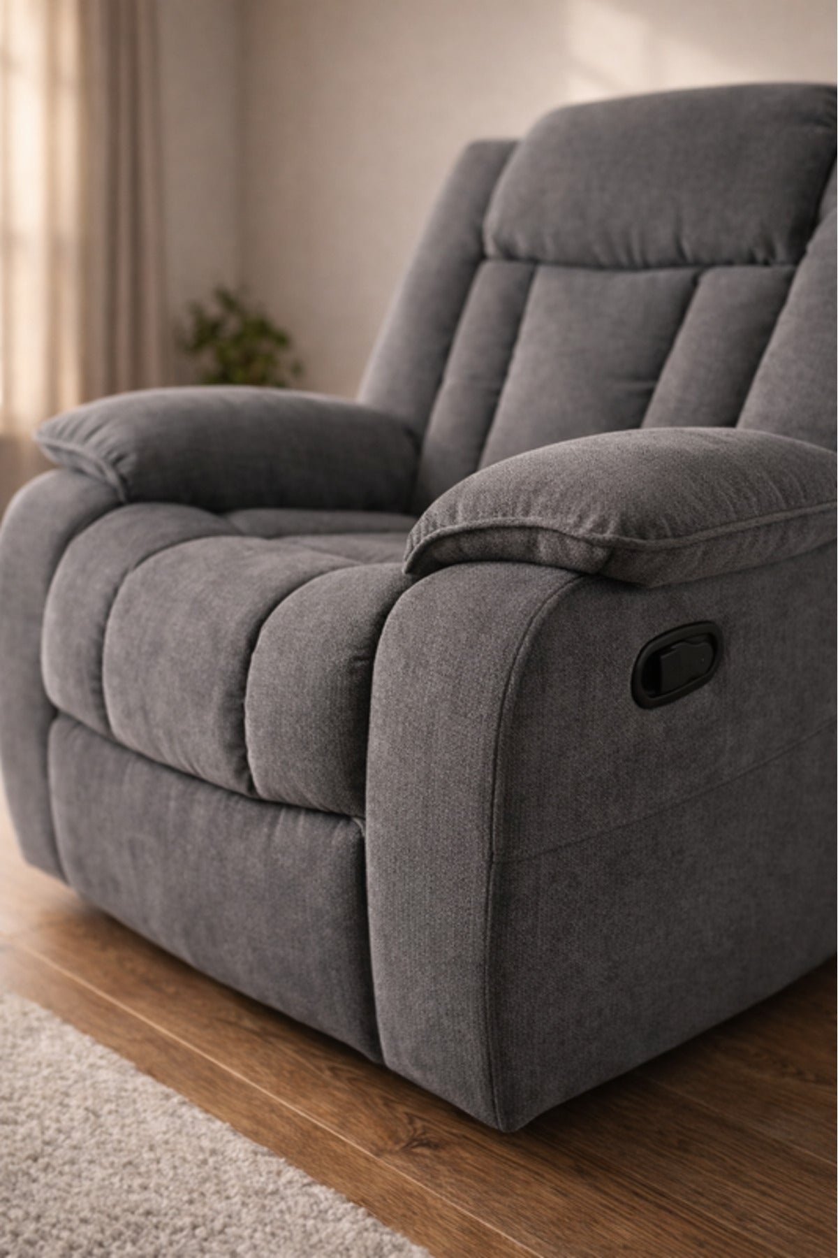 Comfortable Dark Grey Recliner Chair with Adjustable Reclining Feature comfortable dark