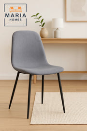 Modern Grey Fabric Dining Chair Ð Padded Upholstery with Black Metal Legs for Home or Office Use